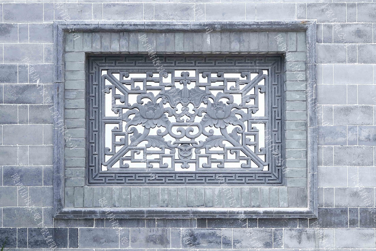 中式古风镂空雕花格窗砖雕