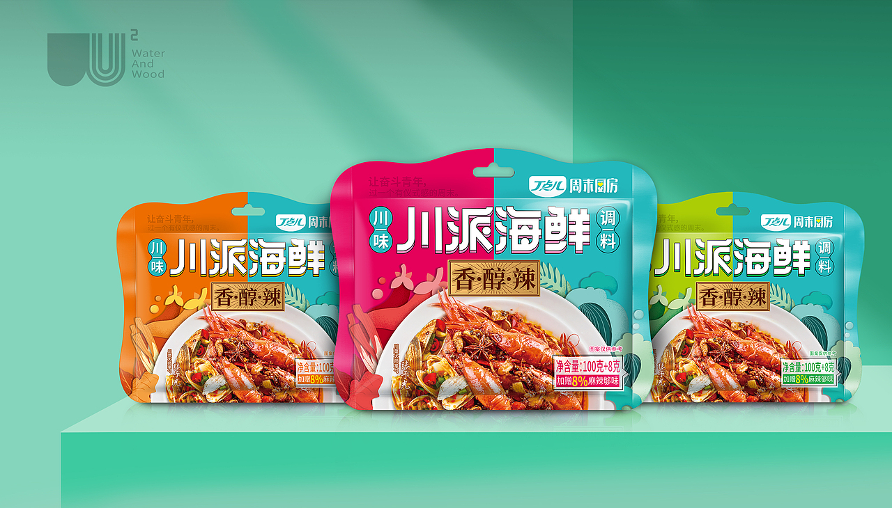 水與木 | 川派海鮮炒料（圖ZMjM2OTAzNDU2） - 包裝 - 站酷設(shè)計(jì)師水與木燒腦設(shè)計(jì)原創(chuàng)素材 - 站酷ZCOOL