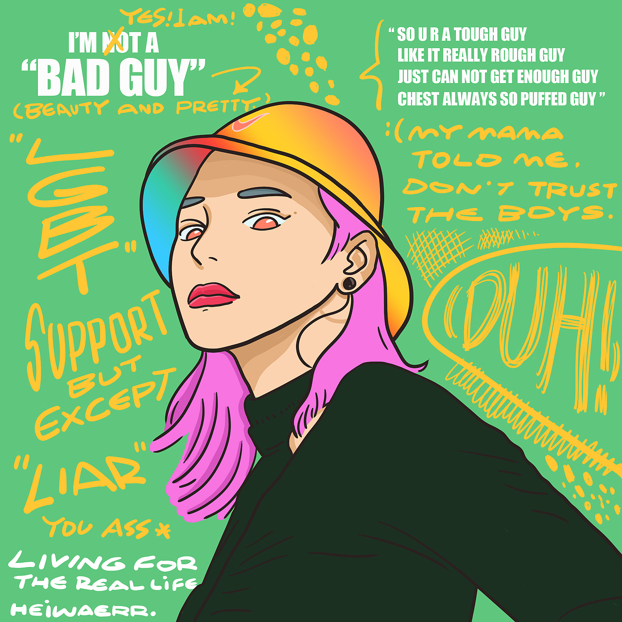 BAD GUY（图ZMjA4MzA1NDUy） - 新锐潮流插画 - 站酷设计师Heiwaerr原创素材 - 站酷ZCOOL