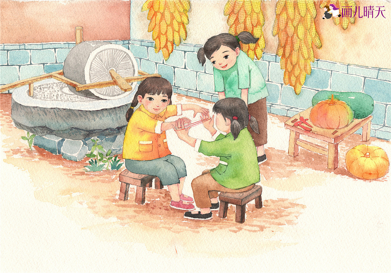 纸本水彩儿童插画系列14幅