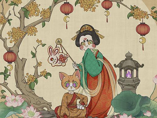 今天是中秋呀（个人主页-ZNTUzMjUyODg=） - 艺术插画 - 站酷设计师赞美小太阳原创素材 - 站酷ZCOOL