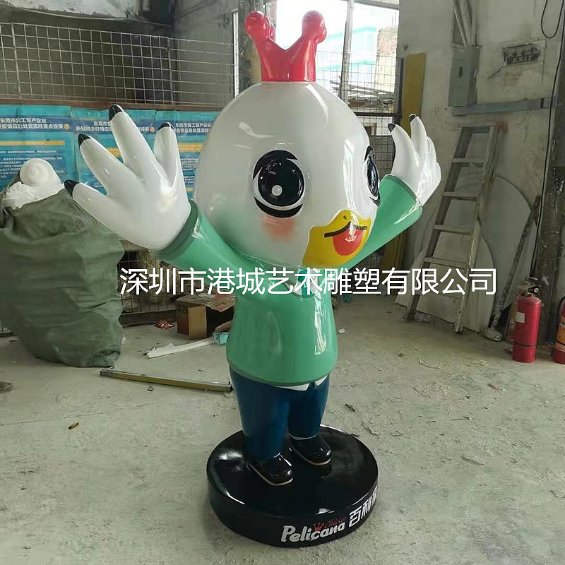 餐厅吉祥物雕像招牌菜形象玻璃钢卡通鸡公仔雕塑定制厂