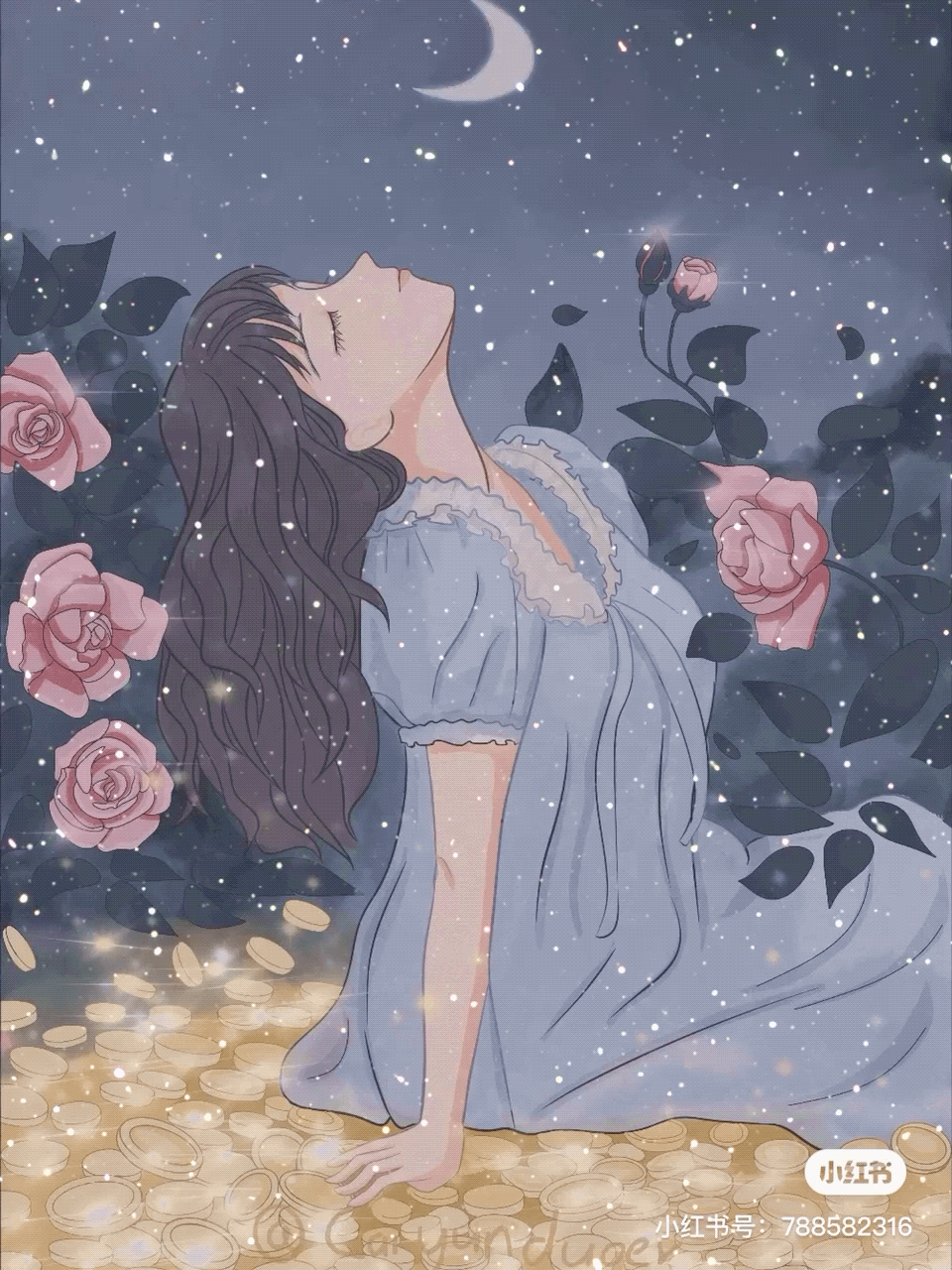 月亮与六便士（图ZMjgwOTAzMjM2） - 艺术插画 - 站酷设计师彩云朵朵来原创素材 - 站酷ZCOOL