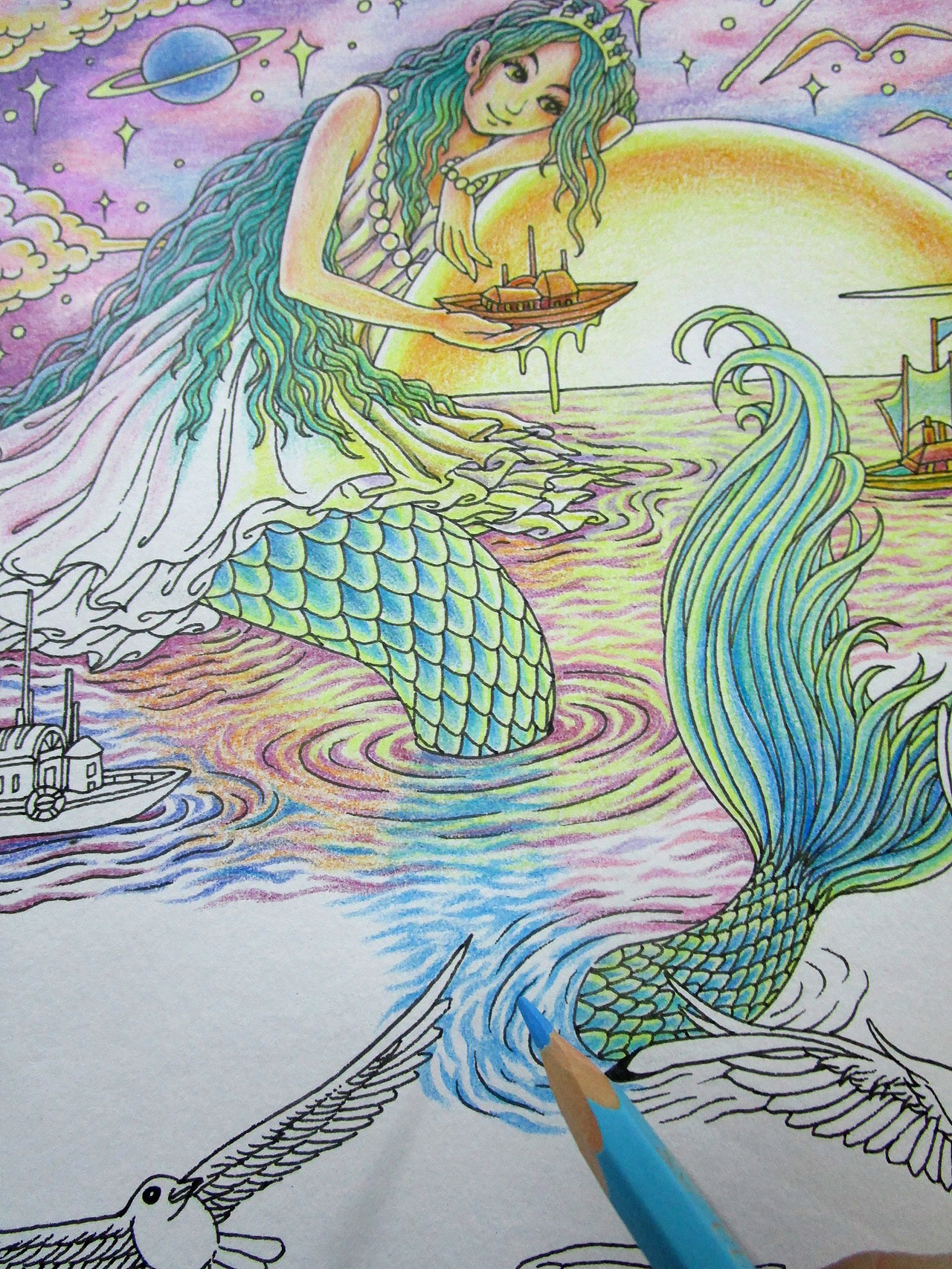 《美人鱼》彩铅手绘 过程详解(图ZMzk4MDU0NzY=) - 绘画 - 站酷设计师傅淳强画者之旅原创素材 - 站酷ZCOOL
