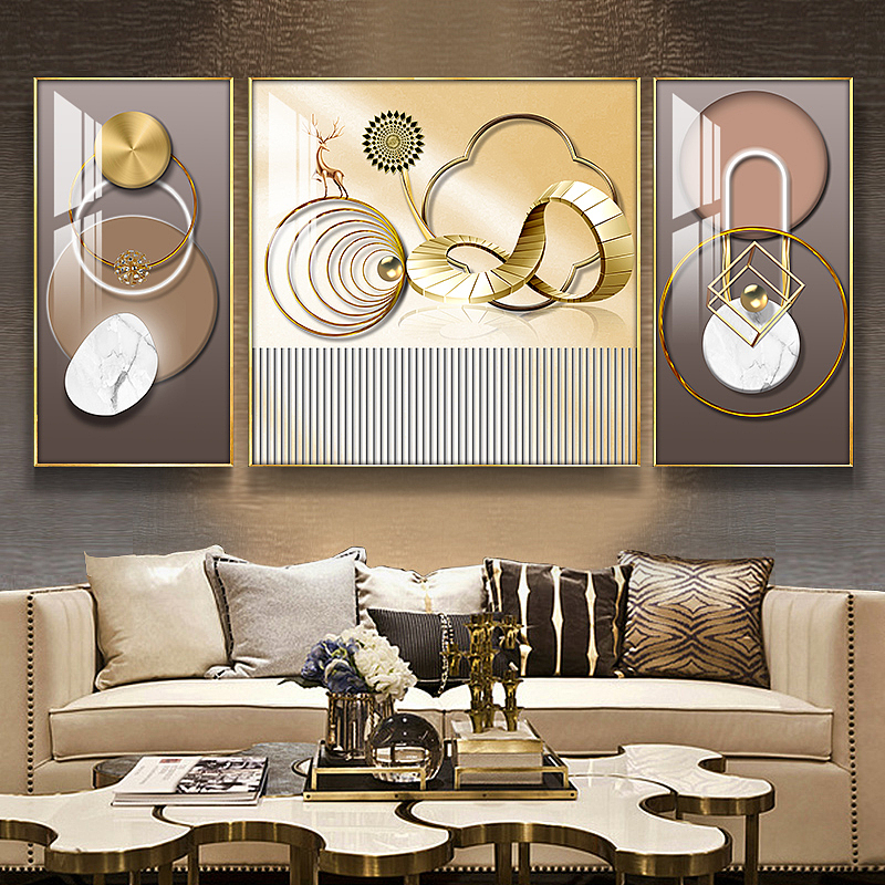 客厅三联画轻奢现代工装风