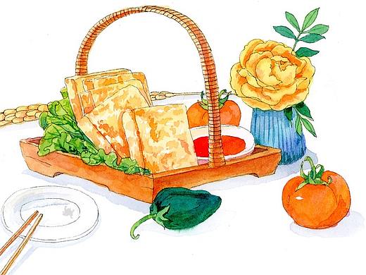 水彩手绘美食