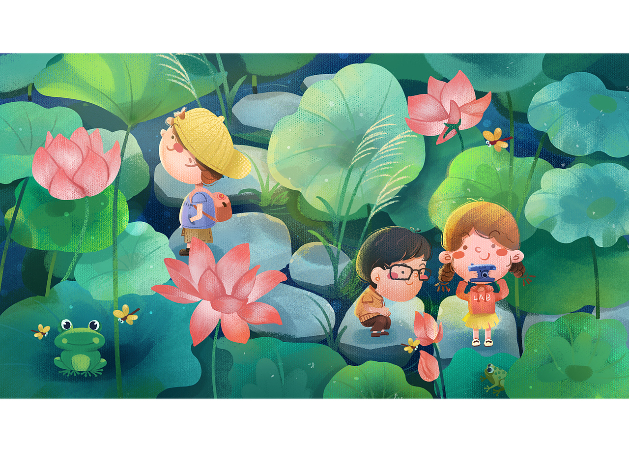荷花公园团建（图ZMTU0NDQ5NDAw） - 儿童插画 - 站酷设计师张小柚原创素材 - 站酷ZCOOL