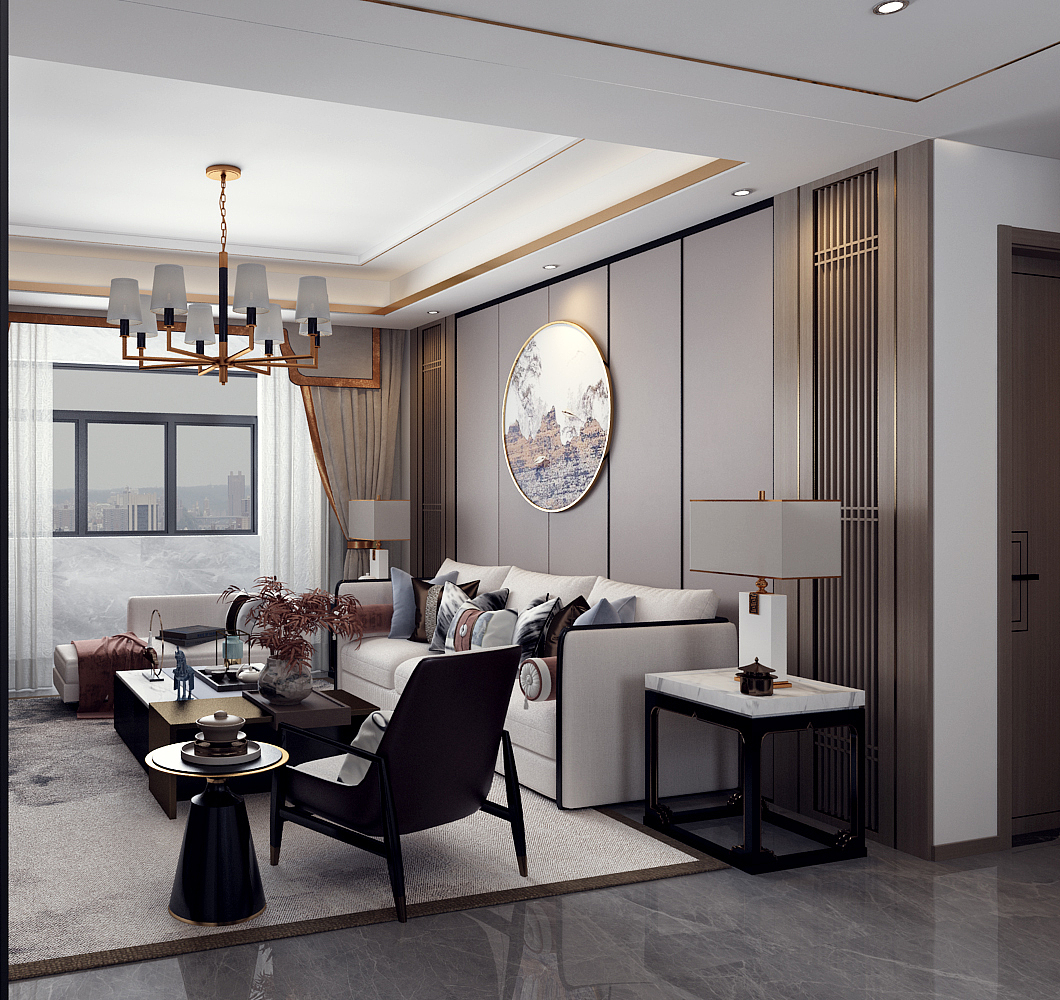 济南万泰装饰西棠甲第136平新中式风格