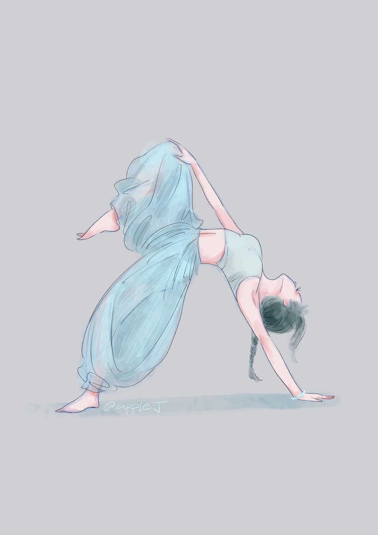 apple丁原创插画/ 瑜伽体式