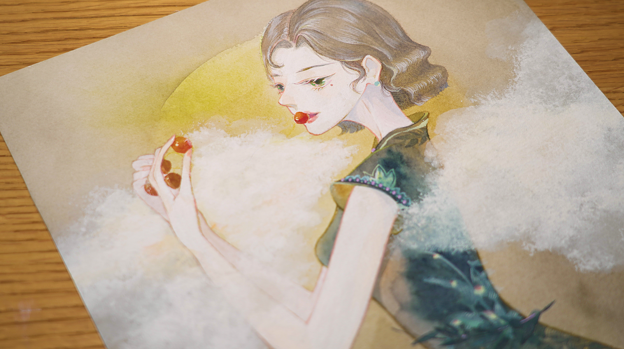 国风手绘:旗袍女子群像2《镜花水月》
