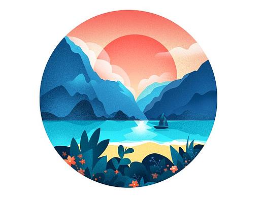 扁平化风景插画