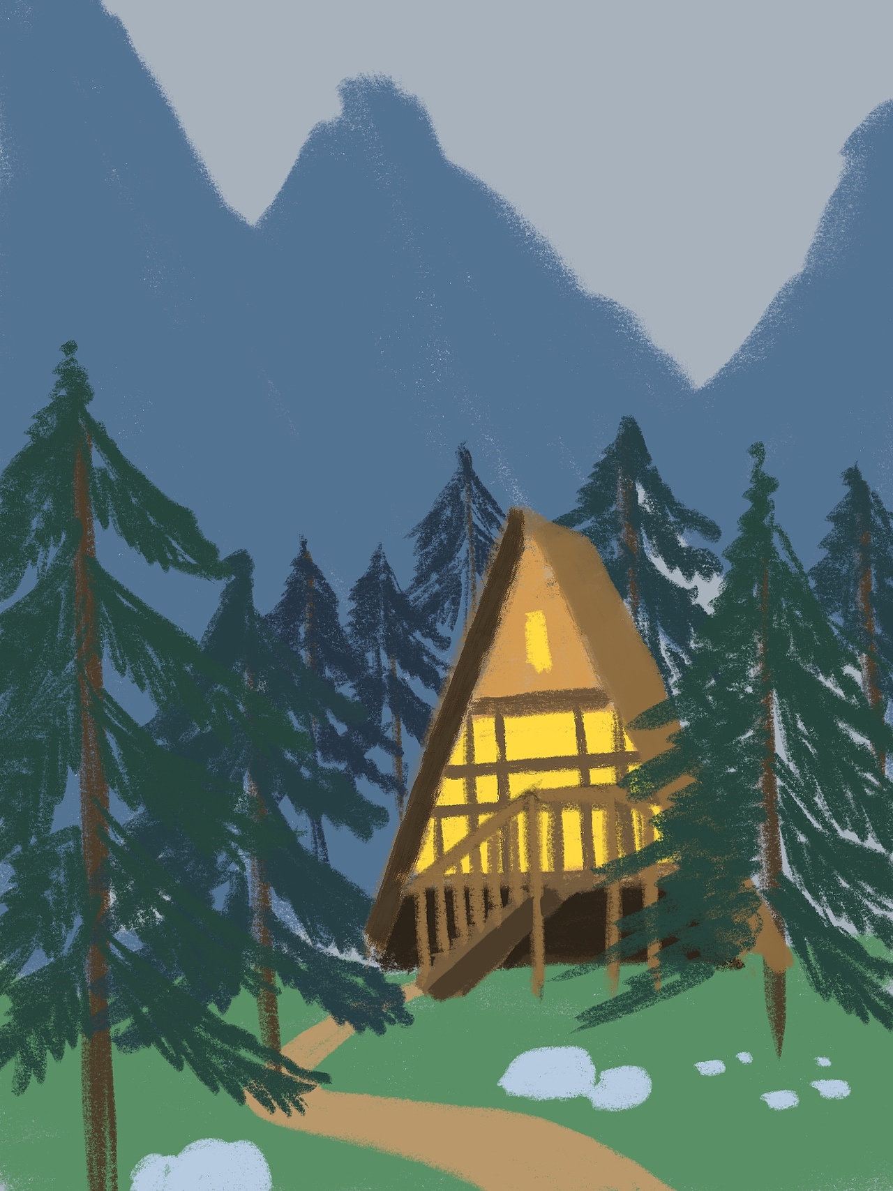 原创插画|夏之森的小木屋