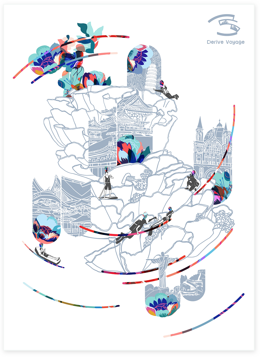 Derive Voyage 旅行公司KV设计（图ZNzQwNDY0Njg=） - 商业插画 - 站酷设计师mrslatebloomer原创素材 - 站酷ZCOOL