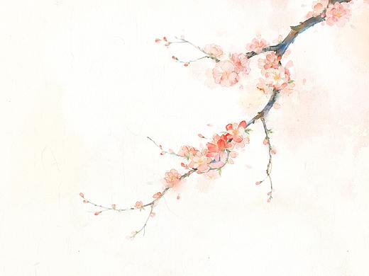 水墨桃花。