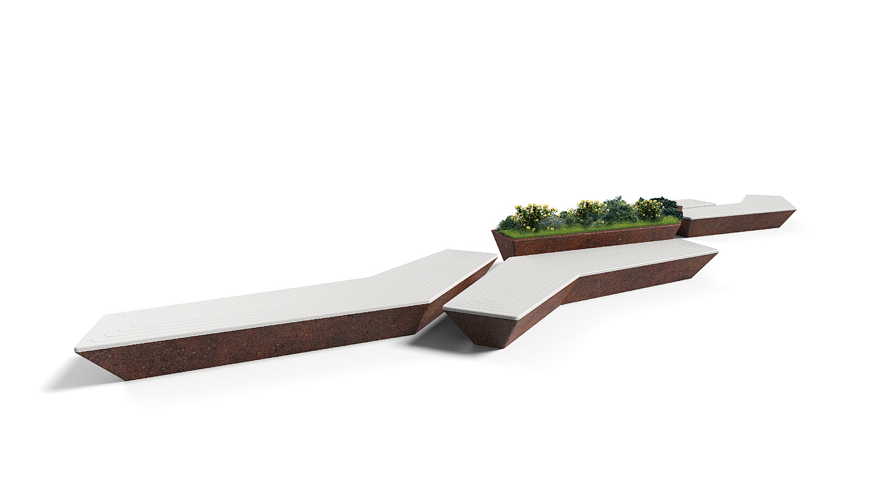 户外几何切面座椅：耐候钢+回收材料再生利用（图ZMTczNTkyODY0） - 景观设计 - 站酷设计师DESIGN_TANG原创素材 - 站酷ZCOOL