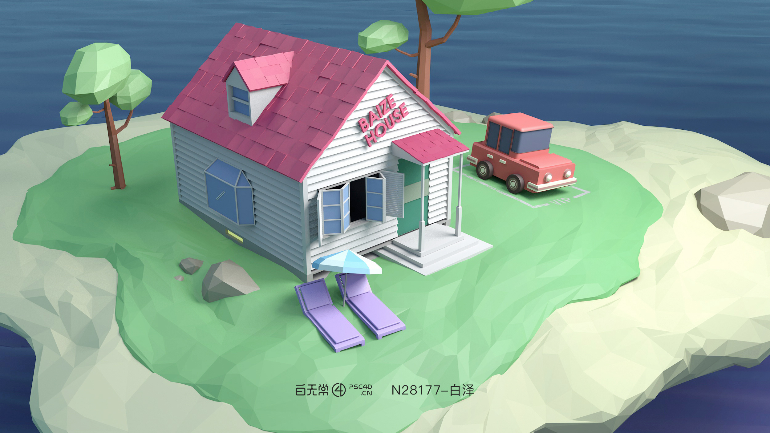 c4d 卡通小场景搭建|动漫|动画片|flyingdm - 原创作品 - 站酷 (zcool