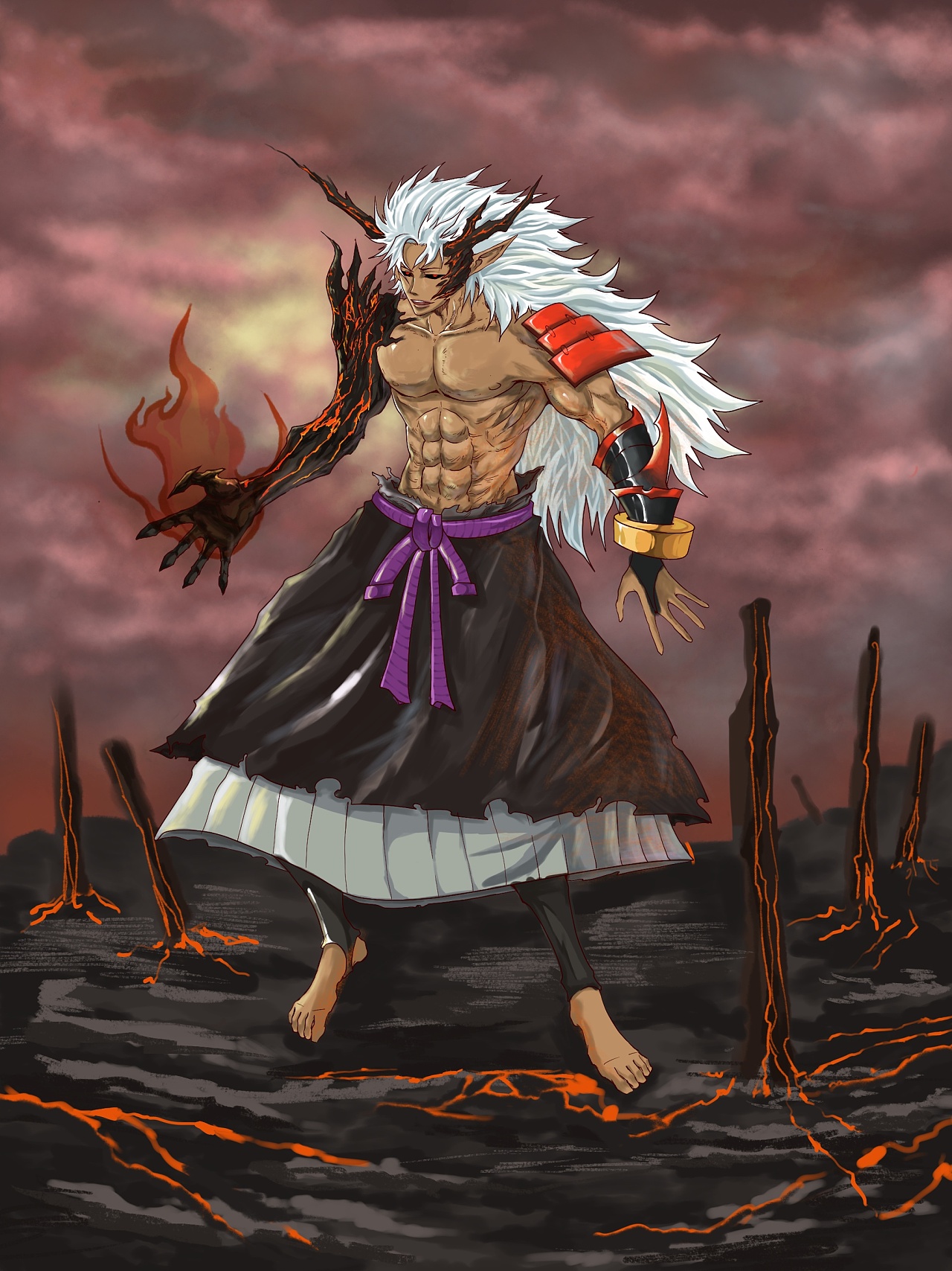 地狱火 茨木童子|插画|商业插画|样子锁上 - 原创作品 - 站酷 (zcool)