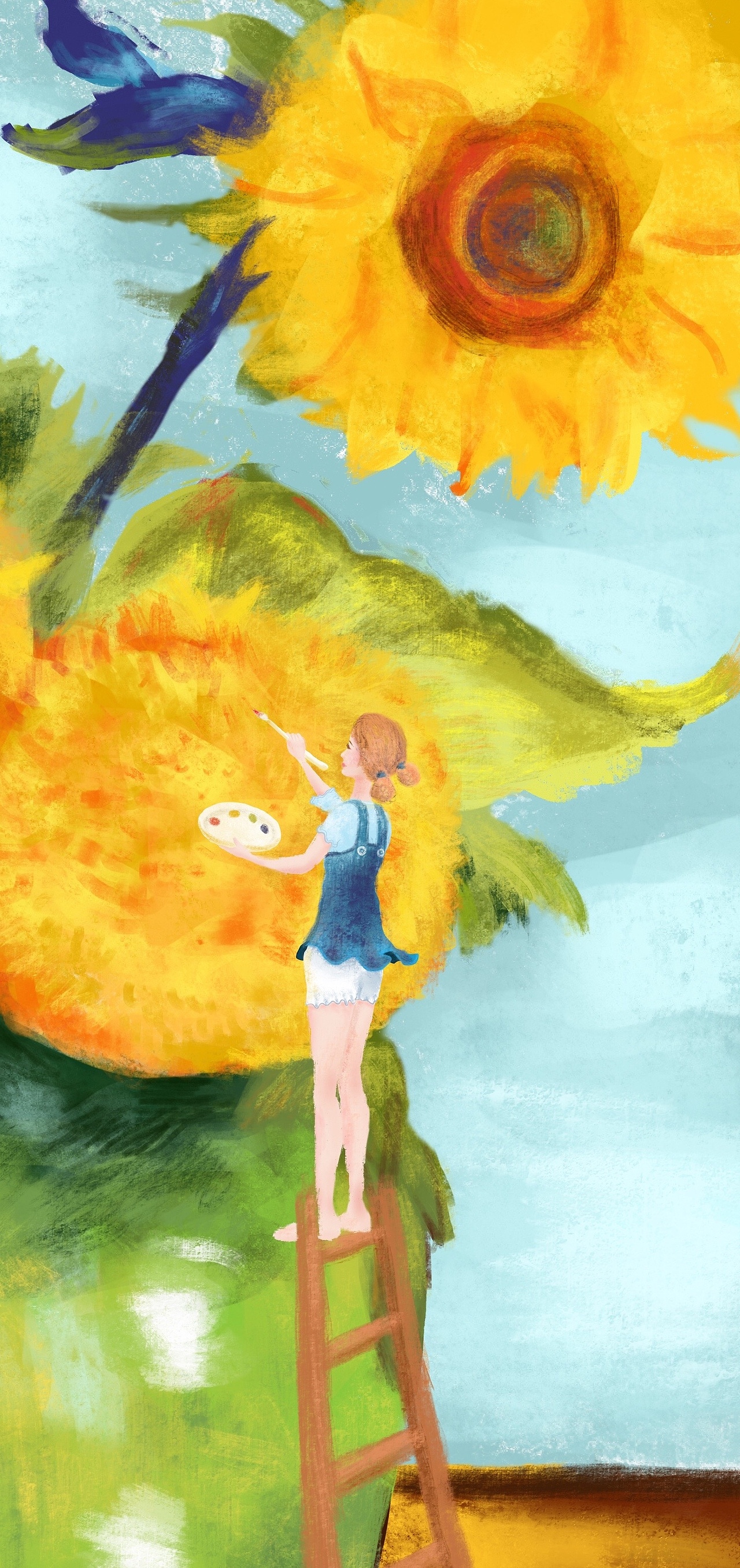 三支向日葵|插画|艺术插画|花夭花夭_原创作品-站酷zcool