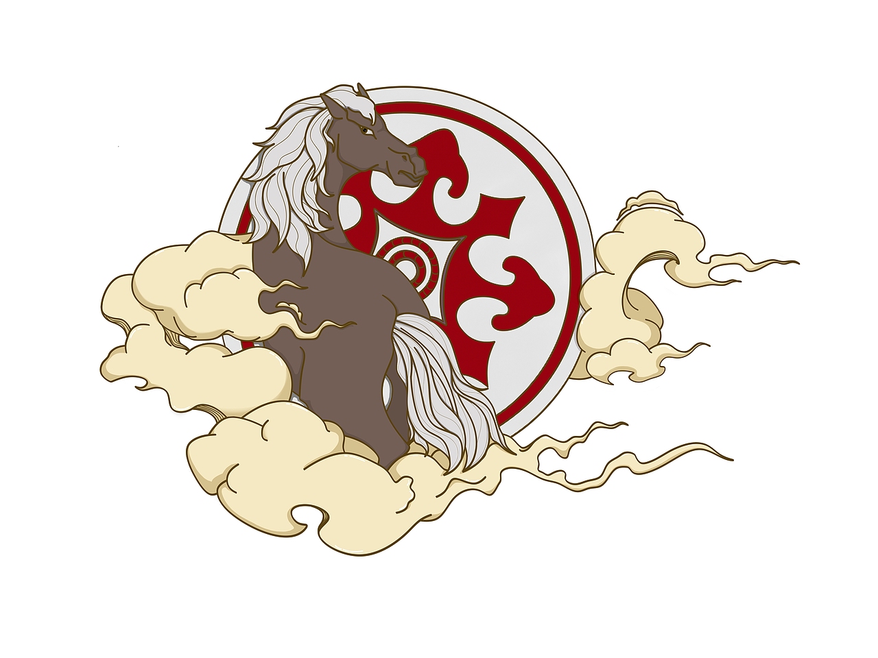 娃娃手绘十二生肖之鼠来宝标签马插图蒙古藏族马传统作品信息创作时