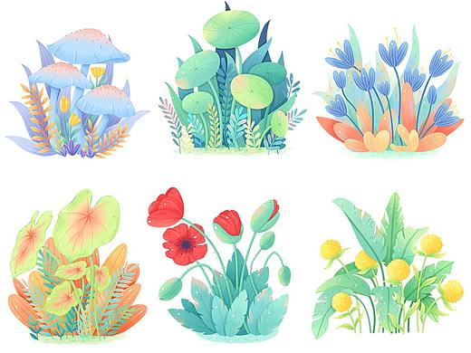 植物小景贴纸插画