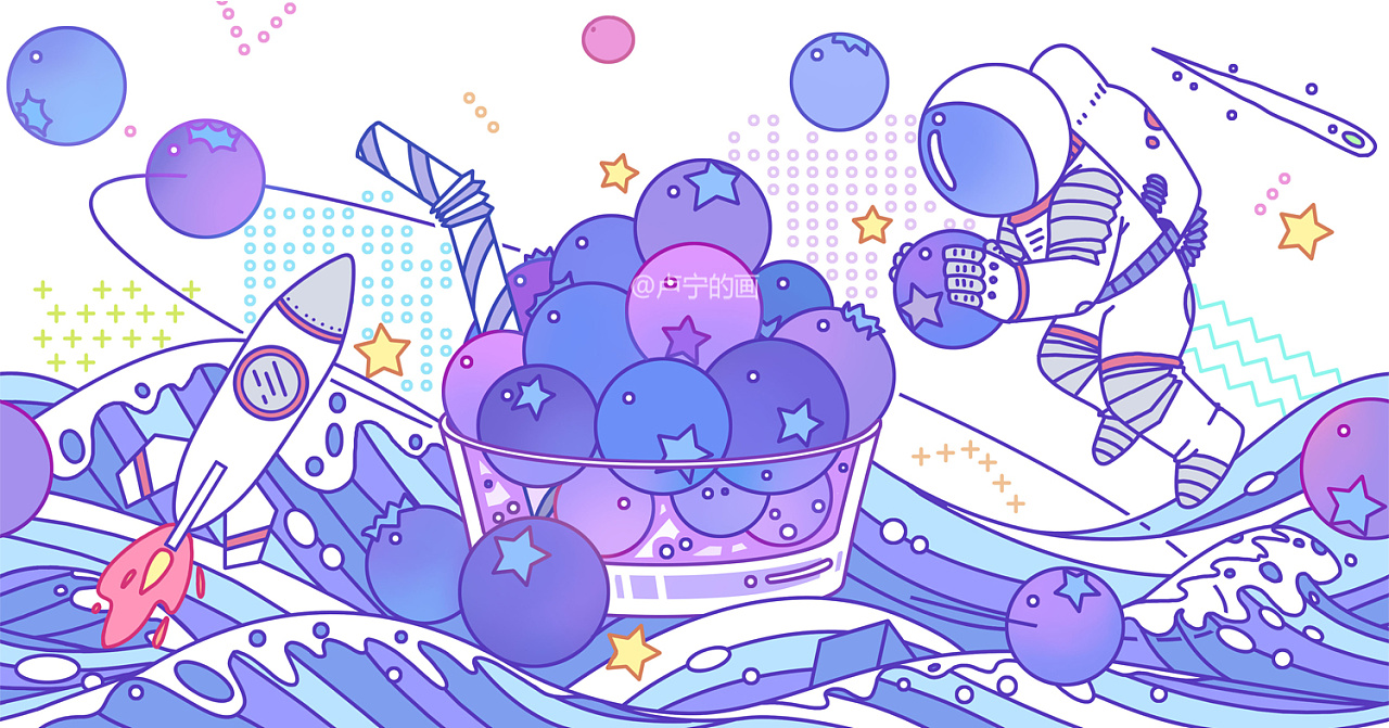 >主题是七色彩虹健康果汁 br>喜欢这系列果汁包装插画的你快联系我吧