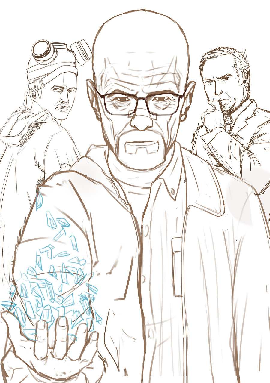 绝命毒师-双面的他 |插画习作|插画|蓝冰剑 - 原创设计作品 - 站酷