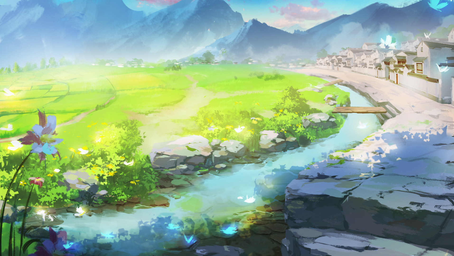 溪边和河边|插画|概念设定|蓝虹柿 - 原创作品 - 站酷 (zcool)