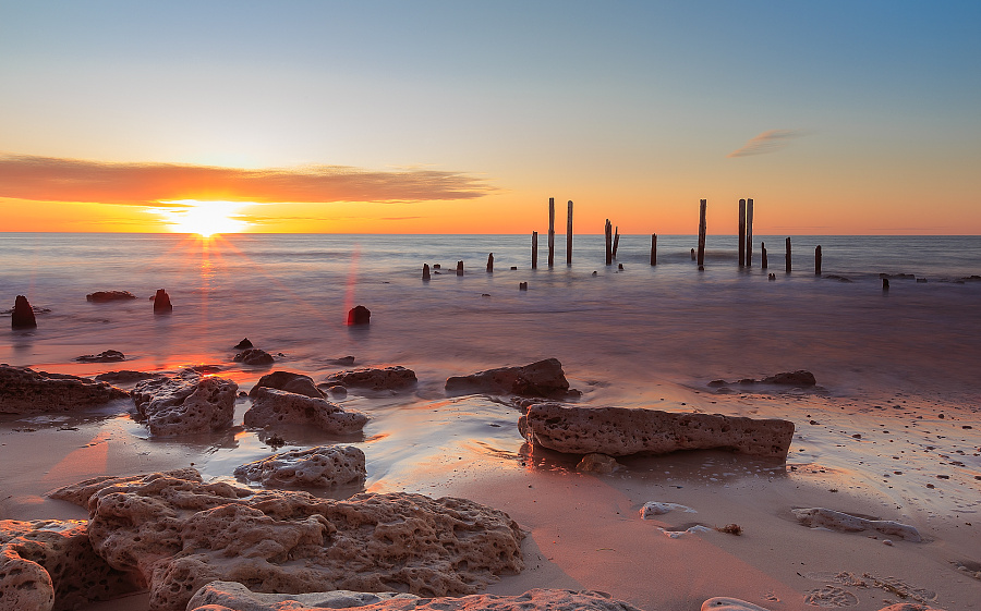 adelaide阿德莱德海滩日落