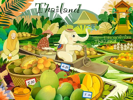泰国印象（个人主页-ZNTcwNzU0ODg=） - 商业插画 - 站酷设计师江多鱼原创素材 - 站酷ZCOOL
