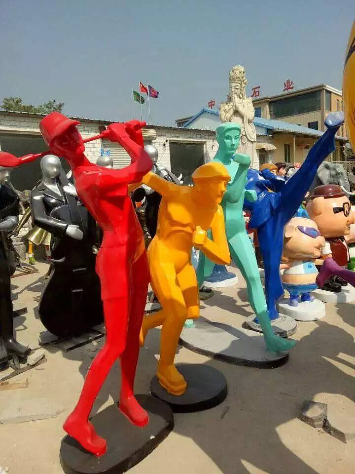 定制玻璃钢抽象运动人雕塑户外楼盘景观摆件