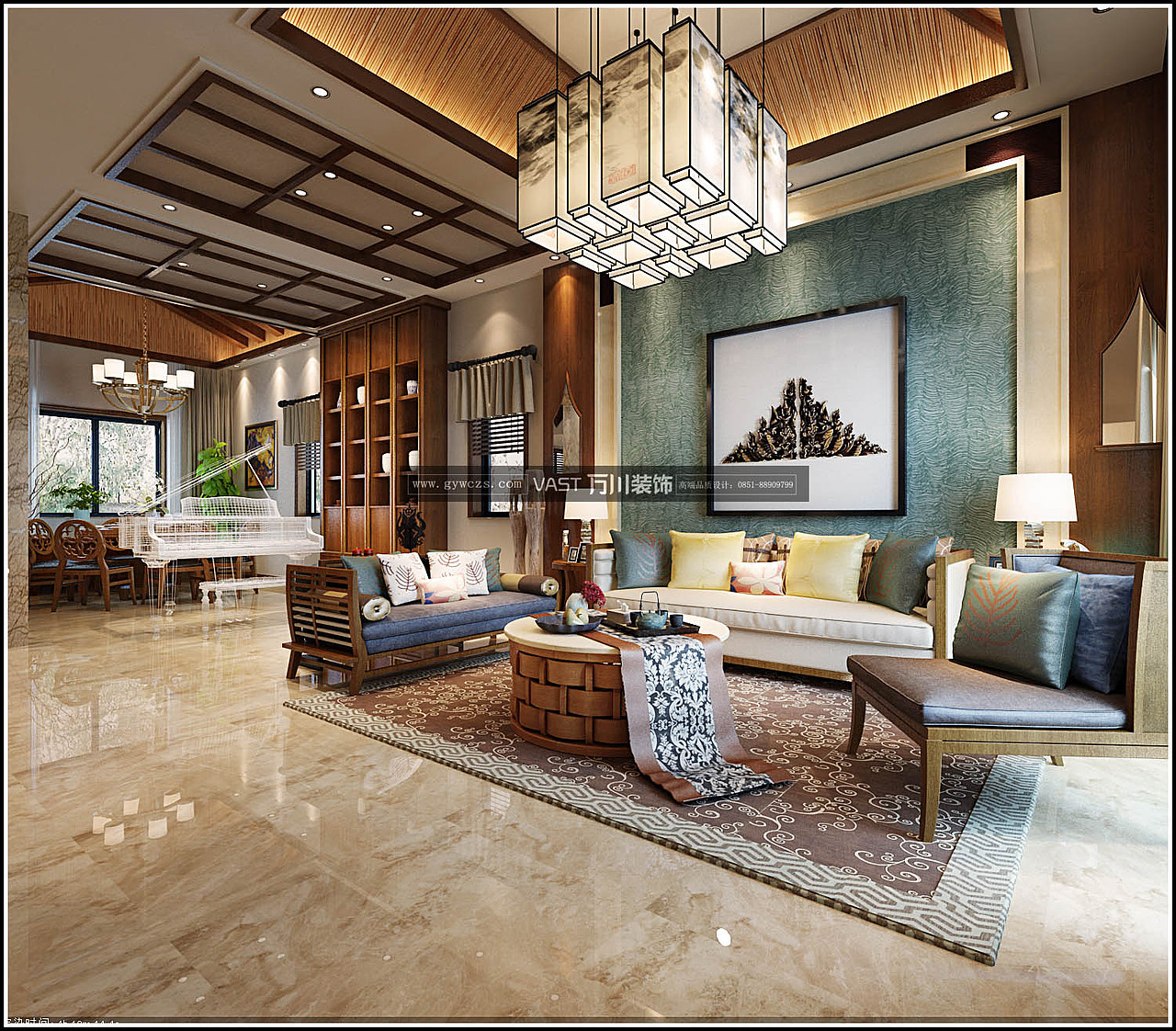 贵阳弘宇琉森堡别墅东南亚混搭风格装修设计效果图