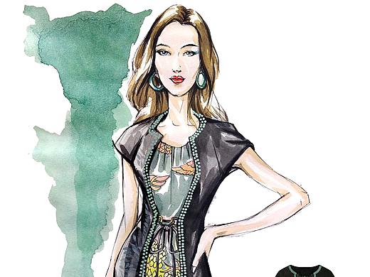 香云纱真丝服装设计效果图