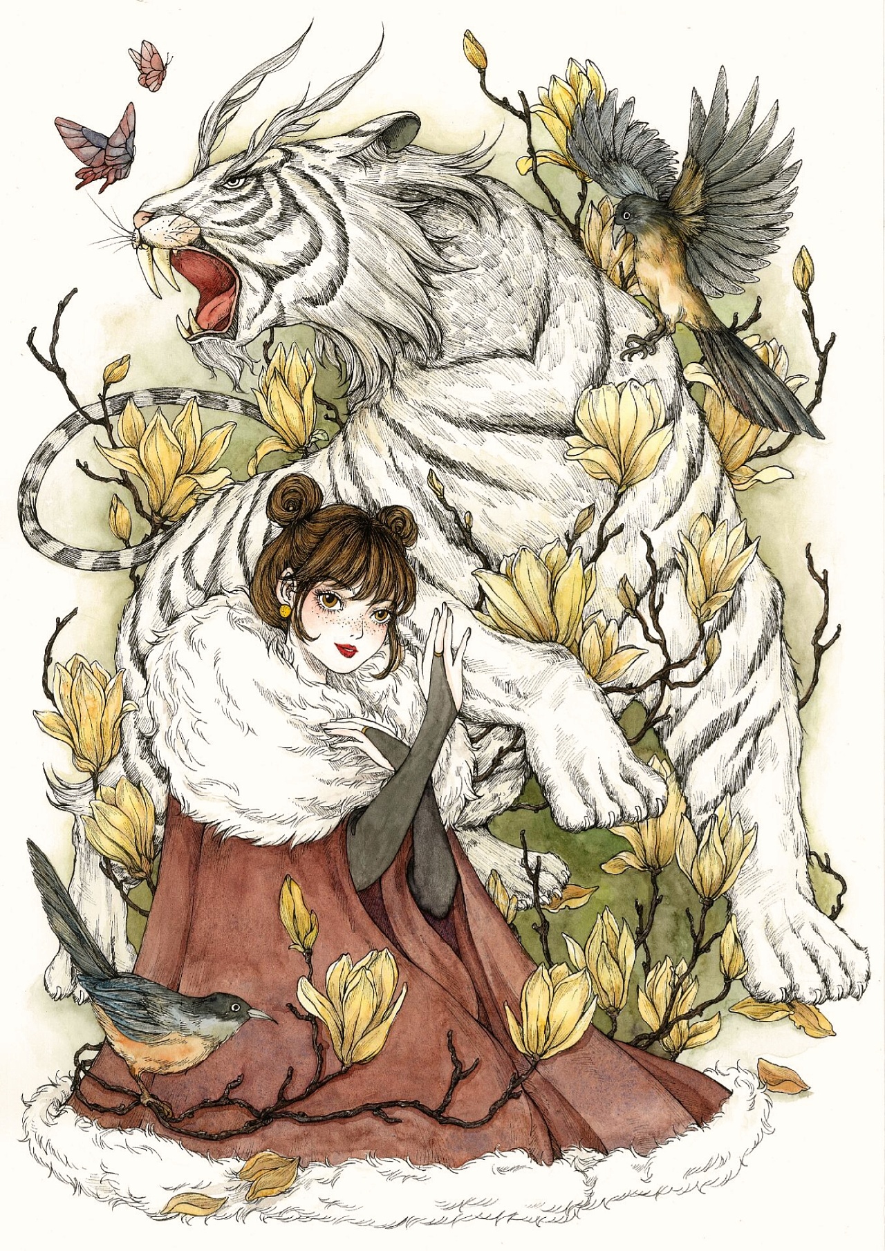 本次作品采用手绘形式,将传统文化元素和现代潮流文化相结合,既不失