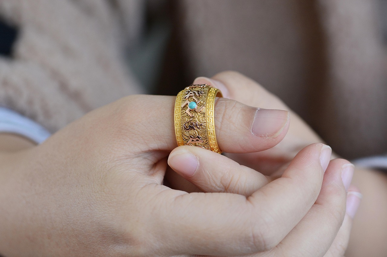 文玩系列|六字真言绿松石戒指