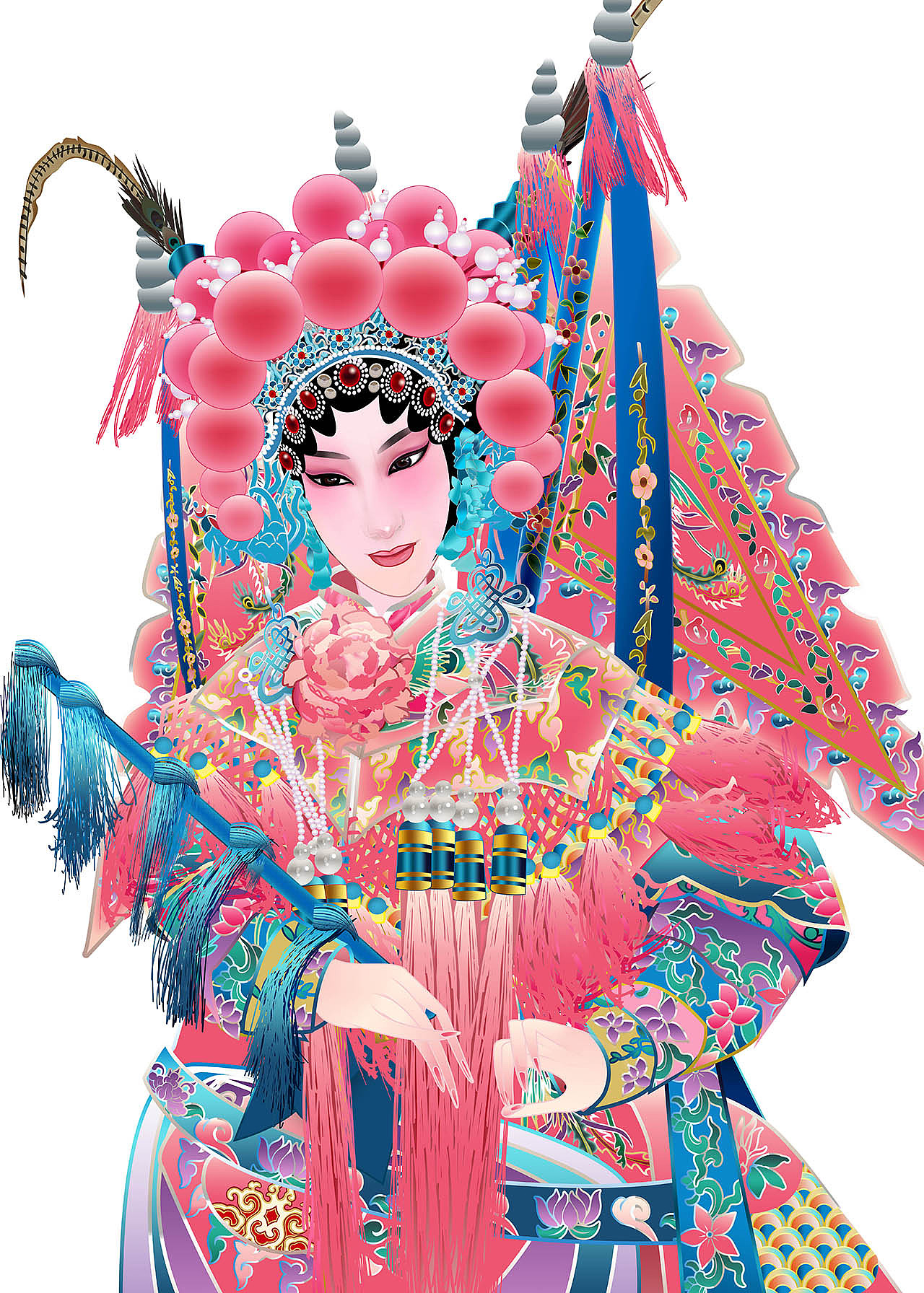 武旦刀马旦京剧人物矢量插图