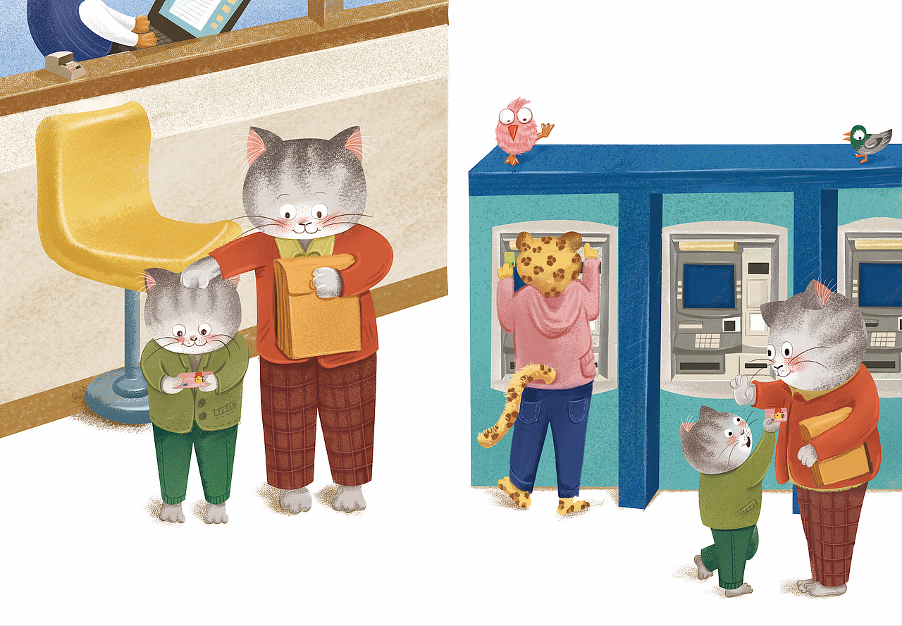 小动物财商绘本插画创作