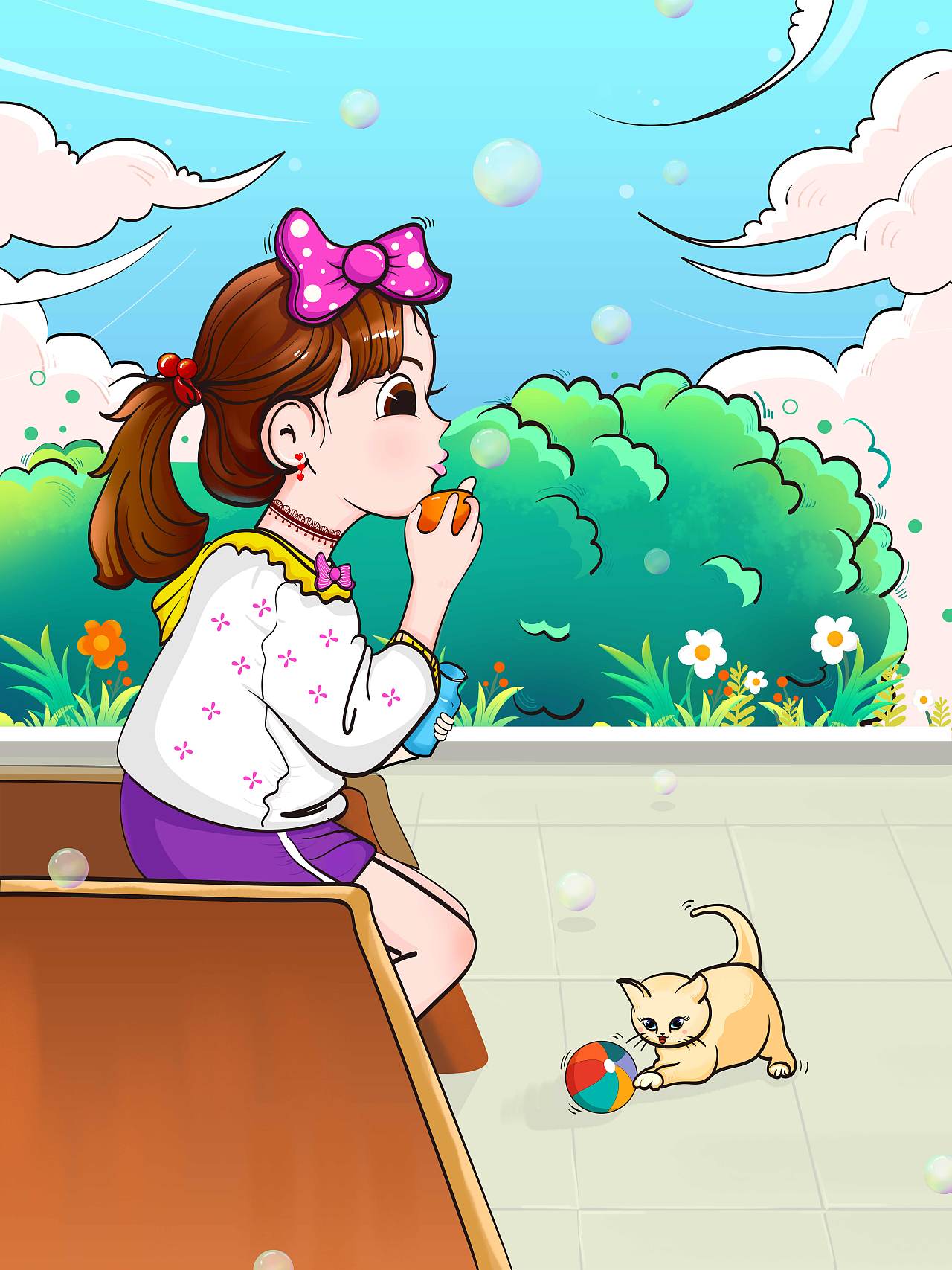 吹泡泡|插画|儿童插画|小艺杂货铺 - 原创作品 - 站酷 (zcool)