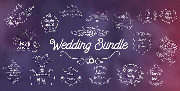 AE模板|高级浪漫简约手绘婚礼标题电影综艺片头展示