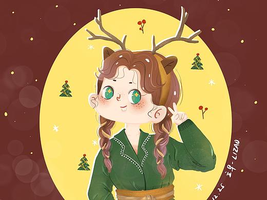 圣诞 驯鹿 【内含绘画过程】（个人主页-ZNDE4MTk3NDA=） - 儿童插画 - 站酷设计师立早Lizao原创素材 - 站酷ZCOOL