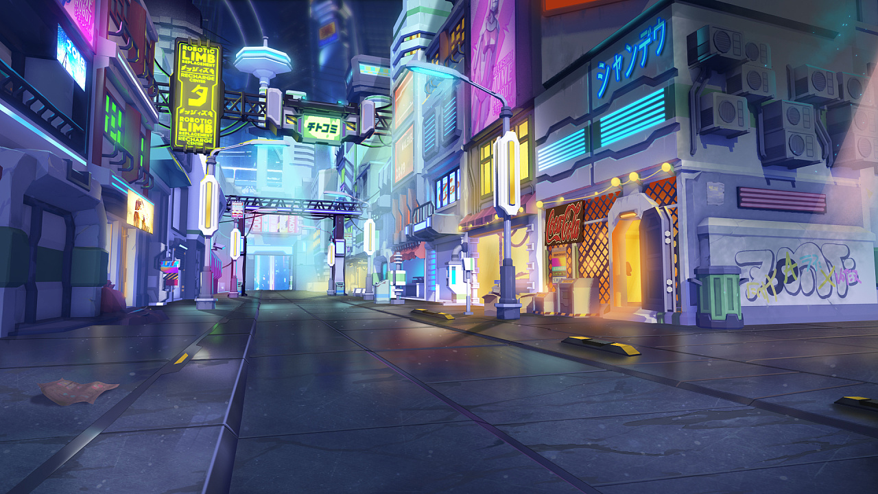 新宿夜景|插画|游戏原画|李驰猩周 - 原创作品 - 站酷 (zcool)