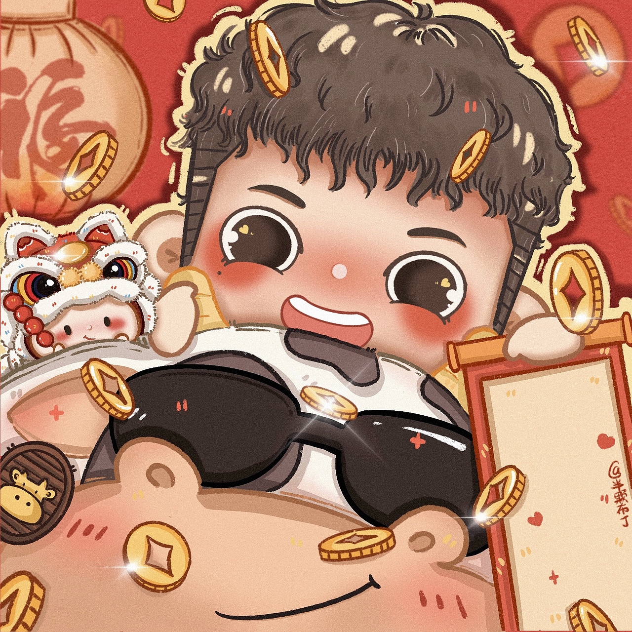 举报20分享原创作品插画概念设定新年快乐新年头像牛年头像手绘头像半