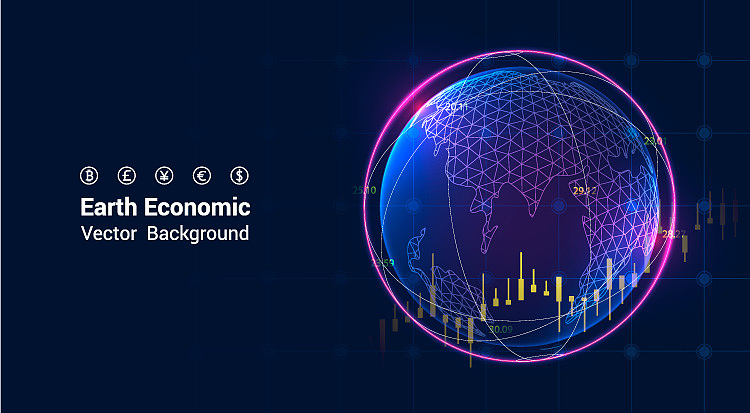 大数据金融科技房产分析模型走势主视觉KV背景海报设计