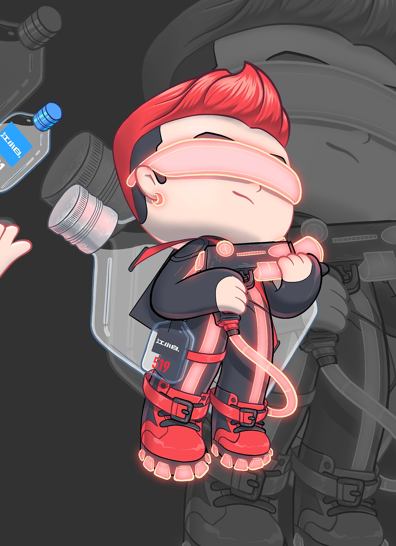 木伊士南x江小白 ip人偶潮玩模型设计赛博朋克nft数字