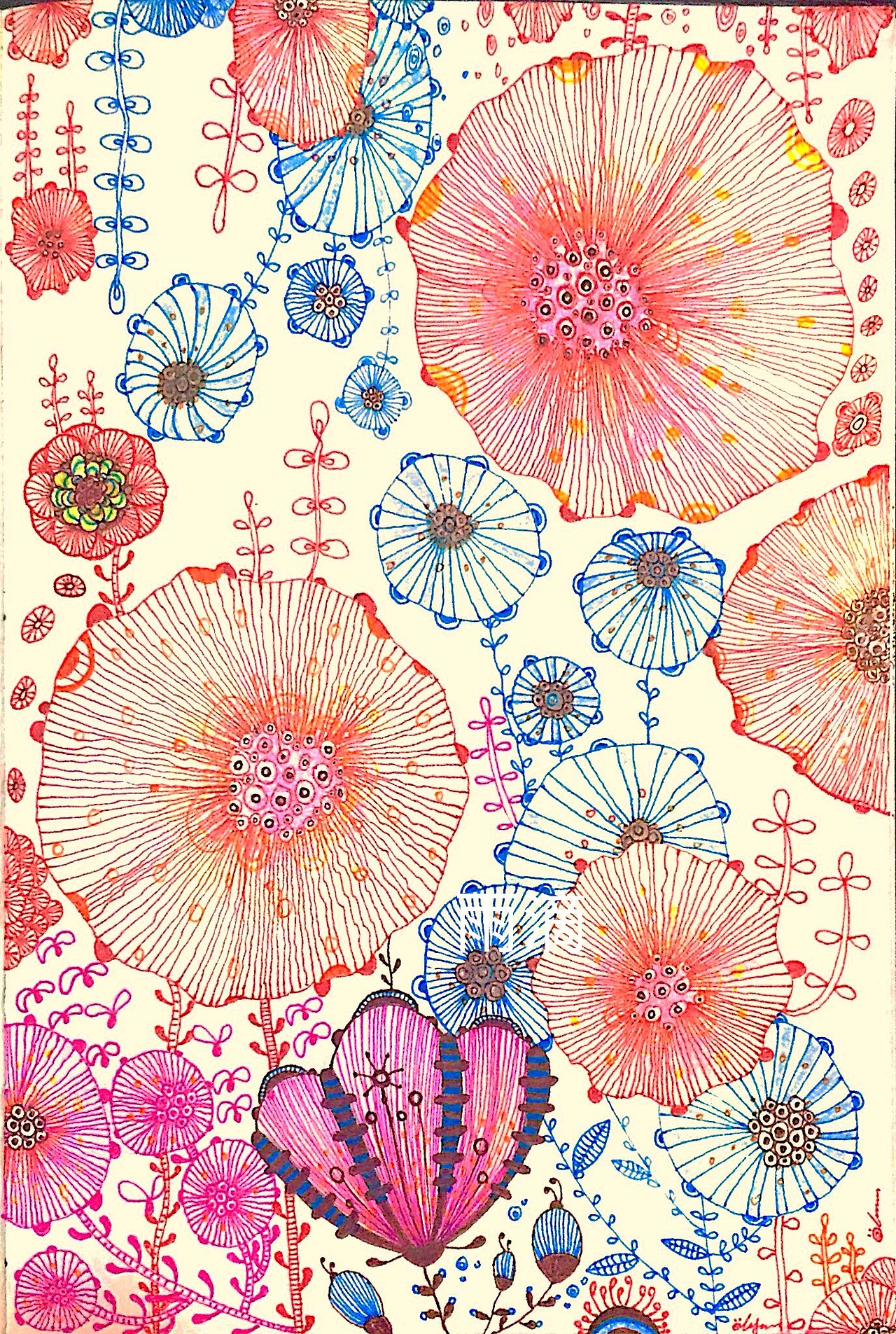 彩色 线描 插画 装饰画 黑白 点线面 几何 图案 设计