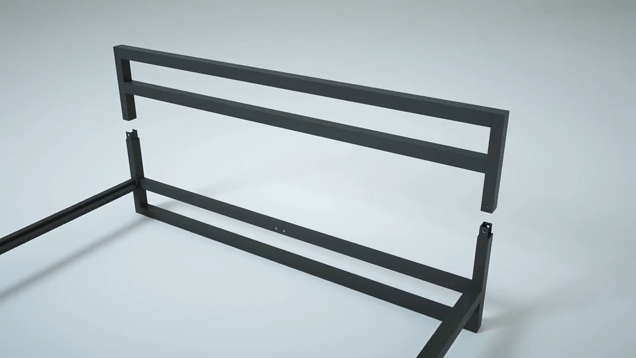 欧式铁艺床组装步骤3D动画