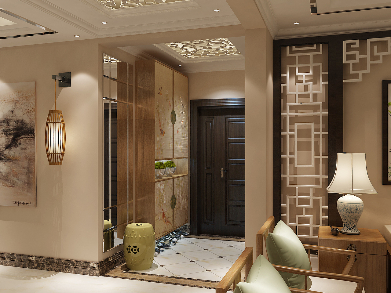 新中式小洋房（图ZMjk0ODQ5NTY=） - 家装设计 - 站酷设计师李KEYI原创素材 - 站酷ZCOOL