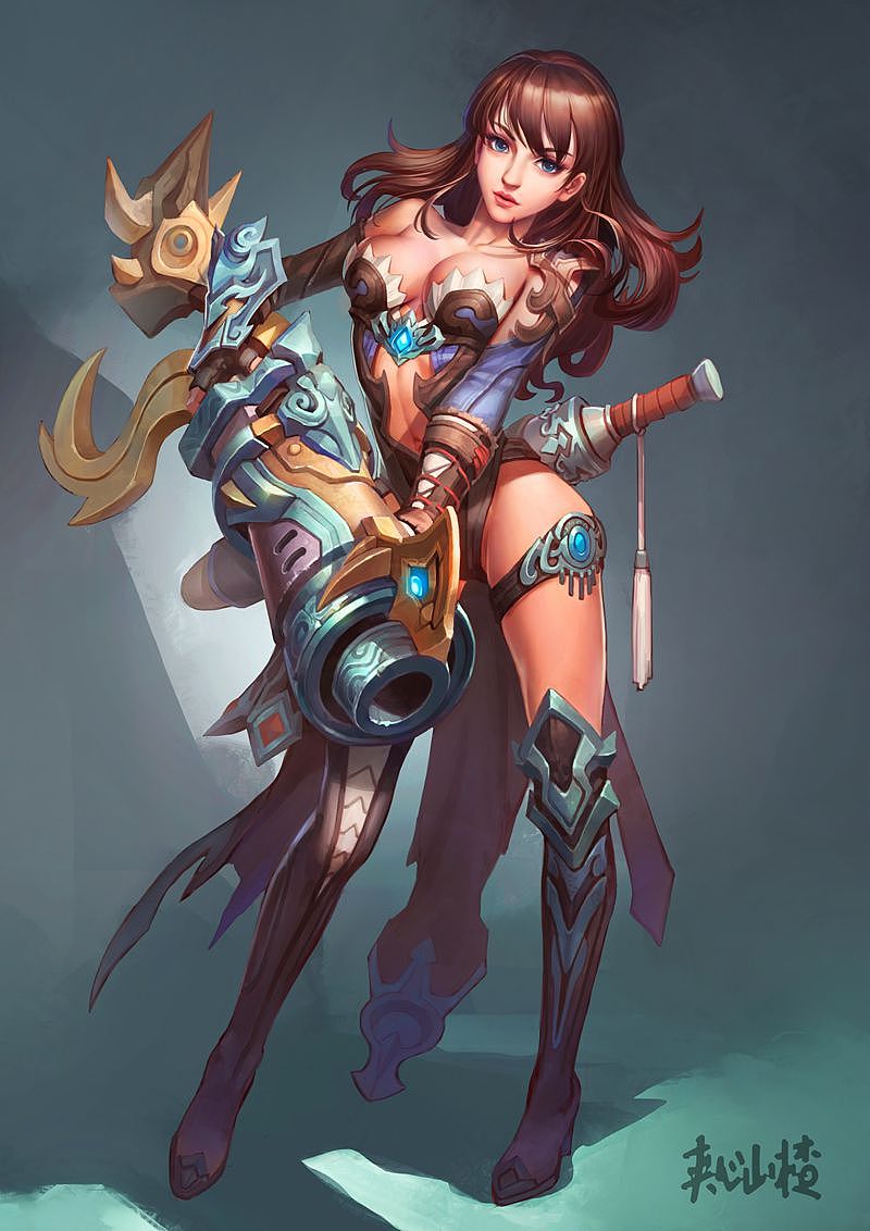 女枪手设定 带完整绘制过程|插画|游戏原画|夹心山楂_原创作品-站酷