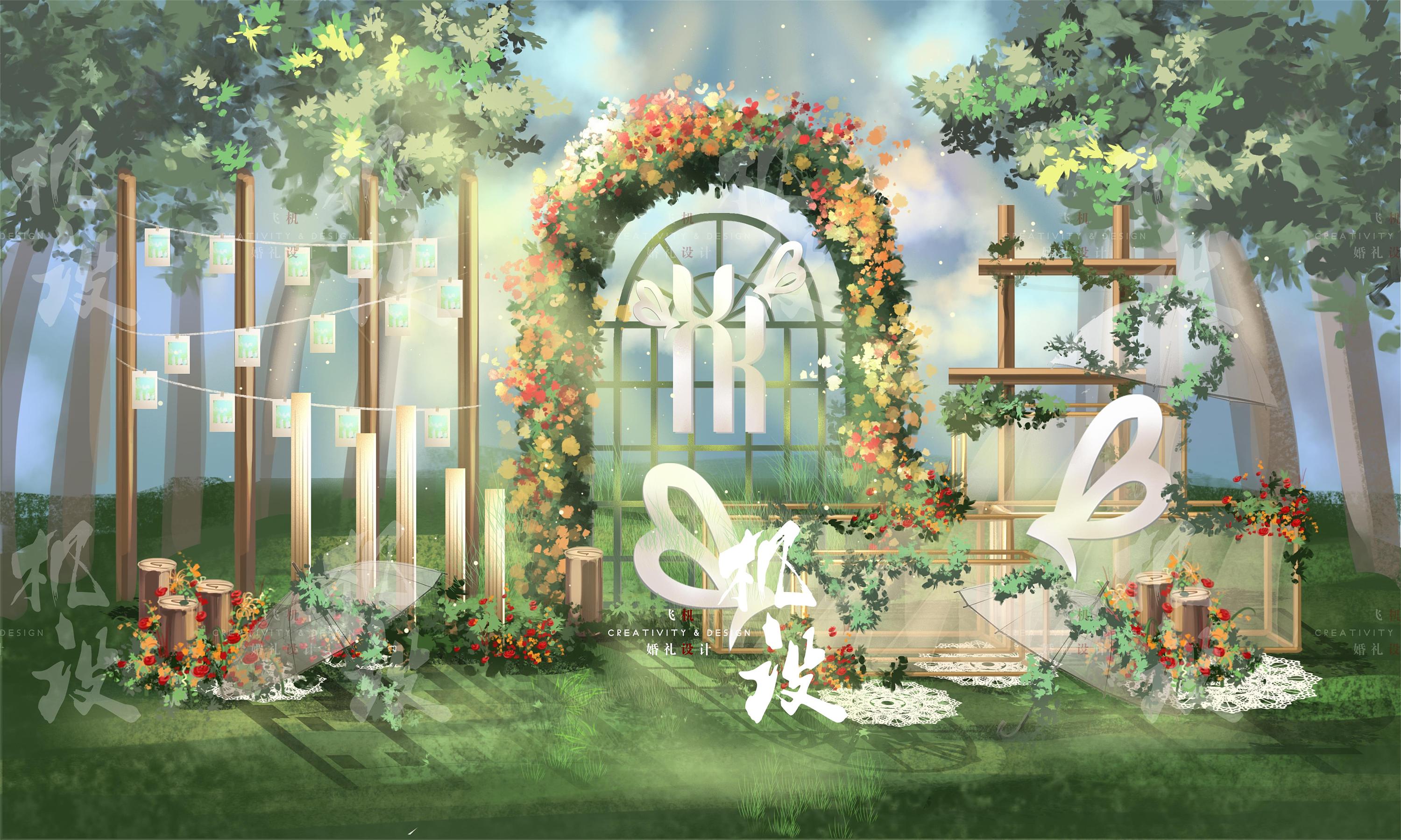 婚礼手绘-美式户外婚礼