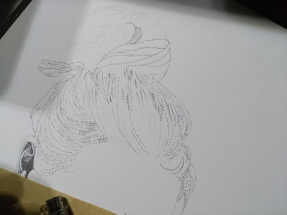楚歌钢笔画-美伢（点画）46.4*31.6cm（图ZODQ4MzE2MDg=） - 绘画 - 站酷设计师楚歌76原创素材 - 站酷ZCOOL