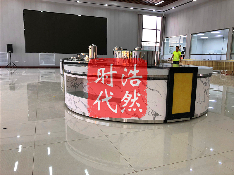 机关食堂纳米石纹板定制取餐台自助餐厅设计